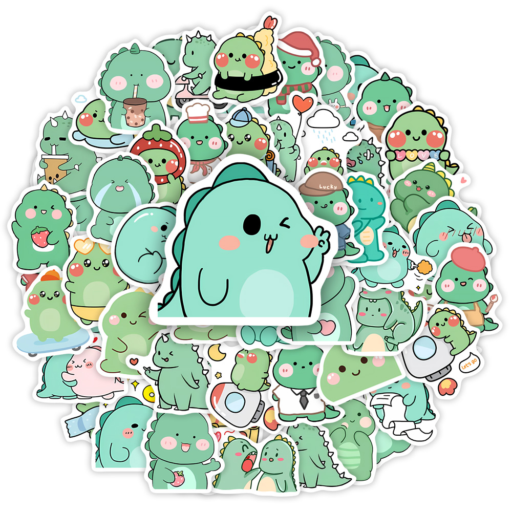 Kids Toys Laptop - Cartoon Green Dinosaur Stickers Fun DIY
