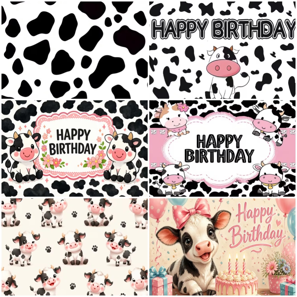 Black White Cow Birthday Party - đánh giá và giá Banner Kids Toys