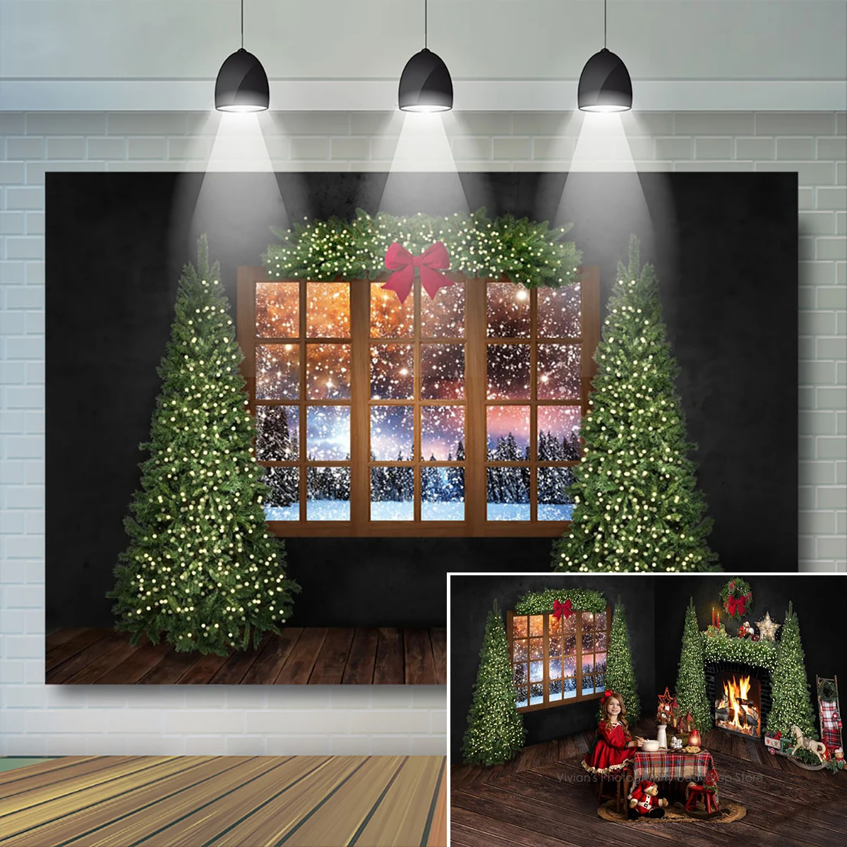 Christmas Polar Night Bacdrop  - đánh giá và giá Banner Kids Toys