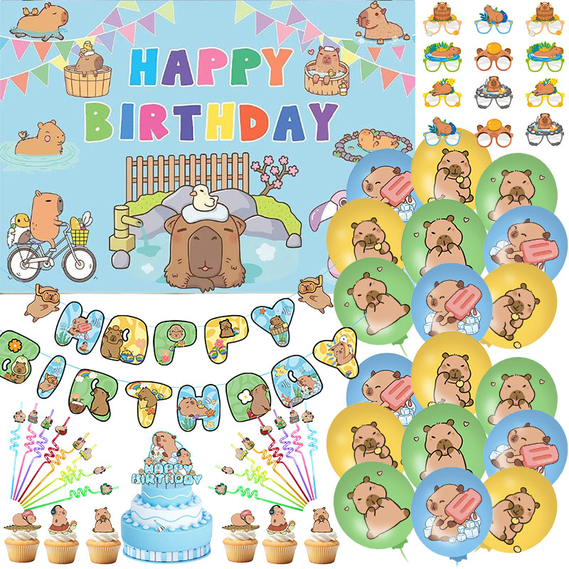 Cartoon Capybara Party Supplie - đánh giá và giá Banner Kids Toys