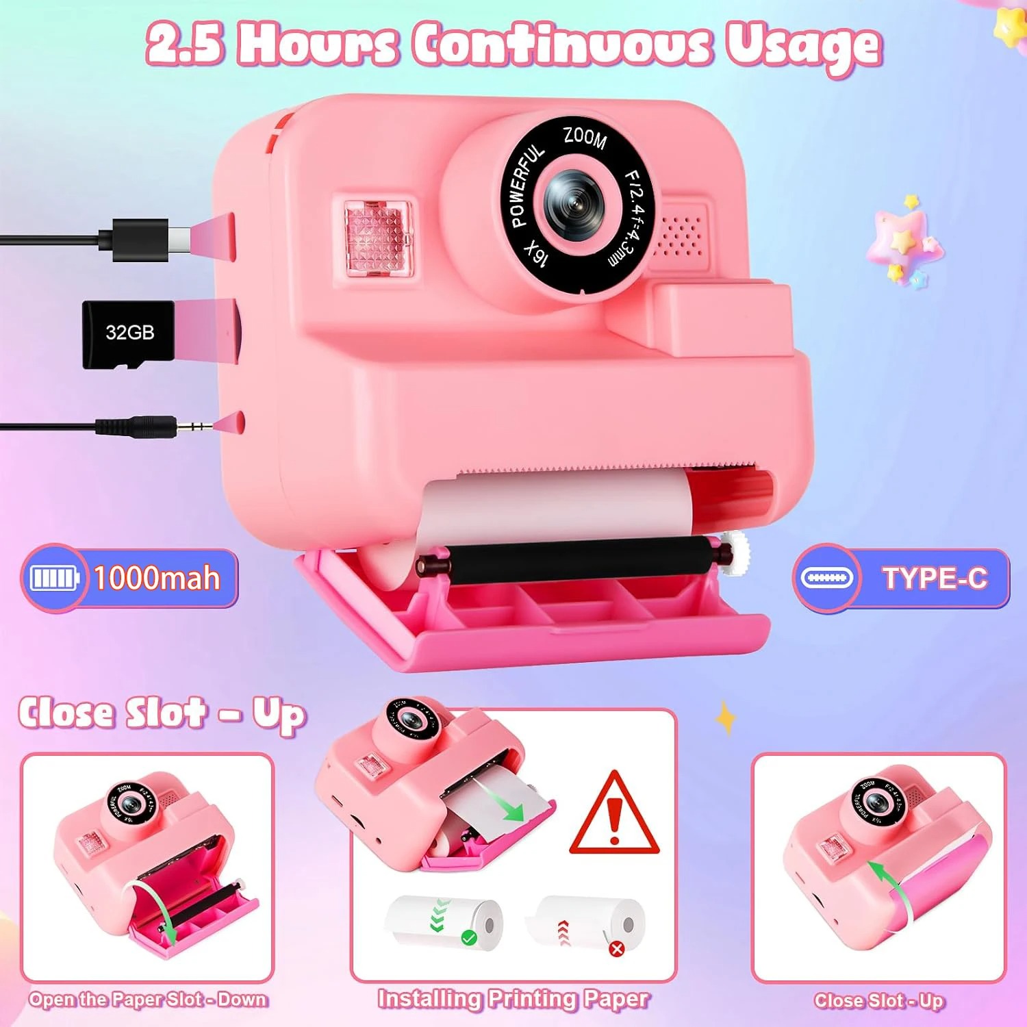newInstant Print Camera With 3 - đánh giá và giá Kids Toys Top View